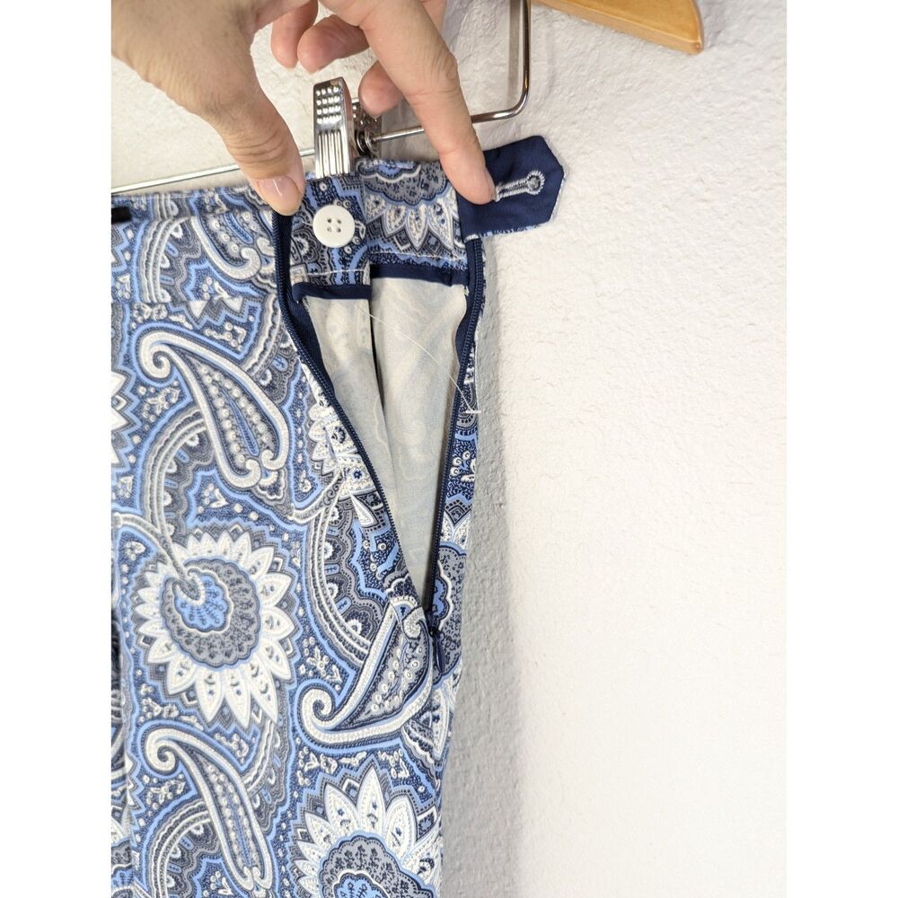 TALBOTS Chatham Ankle Pants Blue Paisley Size 6 Cotton Stretch Classic Workwear - Picture 7 of 8
